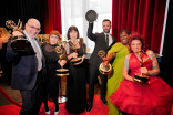 The team from Saturday Night Live backstage at the Thank You Cam with their Emmy for Outstanding Makeup for a Variety, Nonfiction or Reality Program during night one of the 78th Emmy Awards