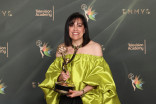 Yvonne De Mare in the press room with their Emmy for Outstanding Directing For A Variety Series award for The Late Show With Stephen Colbert during night one of the 78th Emmy Awards