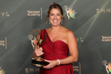 Jill Giles in the press room with their Emmy for Outstanding Structured Reality Program award for Antiques Roadshow during night one of the 78th Emmy Awards