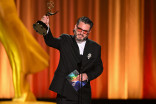 Miguel Gandelman accepts the Emmy for Outstanding Music Direction for The Apple Music Super Bowl LX Halftime Show Starring Bad Bunny during night one of the 78th Emmy Awards