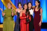 The team from Colbert Before Air accepts the Emmy for Outstanding Short Form Comedy, Drama or Variety Series during night one of the 78th Emmy Awards