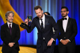 The team from The Daily Show Presents: Jordan Klepper Fingers The Pulse: Give The Man A Prize accepts the Emmy for Outstanding Writing for a Nonfiction Program during night one of the 78th Emmy Awards