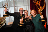 (From left) Seth Caskey, Erica Berger and Cathy Sandrich Gelfond with their Emmys for Outstanding Casting for a Drama Series for The Pitt backstage during night two of the 78th Emmy Awards