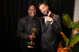 Ernest Harden Jr. and Noah Wyle are seen backstage during night two of the 78th Emmy Awards