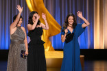 (From left) Courtney Bright, Nicole Daniels, and Jennifer Brooks accept the Emmy for Outstanding Casting for a Limited or Anthology Series or Movie for Love Story: John F. Kennedy Jr. & Carolyn Bessette during night two of the 78th Emmy Awards