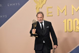 Stephen Root poses in the press room with the Emmy for Outstanding Supporting Actor in a Comedy Series for Widow's Bay during the 78th Emmy Awards telecast