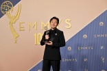Hiro Murai is seen backstage with the Emmy for Outstanding Directing for a Comedy Series for Widow's Bay during the 78th Emmy Awards telecast