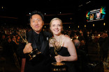 Hiro Murai, winner of Outstanding Directing For A Comedy Series and Katie Dippold, winner of Outstanding Writing For A Comedy Series of Widow's Bay, enjoys the 78th Emmy Awards Governors Gala