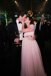 Tom Pelphrey, winner of the Emmy for Outstanding Supporting Actor in a Drama Series for Task and Kaley Cuoco enjoy the 78th Emmy Awards Governors Gala