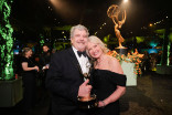 John Wells, winner for Outstanding Drama Series for The Pitt, and Marilyn Wells enjoy the 78th Emmy Awards Governors Gala