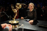 Rosie Franks, winner of Outstanding Reality Competition Program for The Traitors, has their statuette personalized during the 78th Emmy Awards Governors Gala