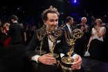 Matthew Rhys, winner of Outstanding Lead Actor in a Comedy Series, Outstanding Comedy Series for Widow's Bay and Outstanding Lead Actor in a Limited or Anthology Series or Movie for The Beast In Me, has their statuettes personalized during the 78th Emmy Awards Governors Gala