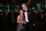 Jennifer Scher, winner of Outstanding Limited or Anthology Series for DTF St. Louis, and Michael Jacobson enjoy the 78th Emmy Awards Governors Gala