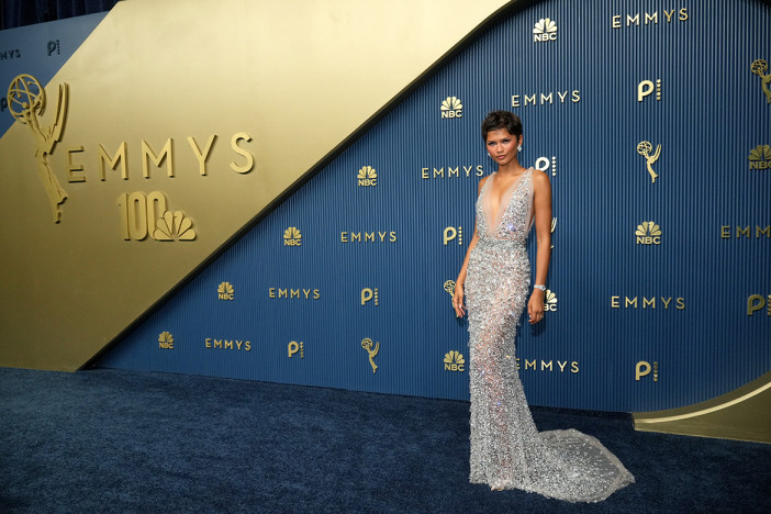 Zendaya walks the red carpet at the 78th Emmy Awards telecast