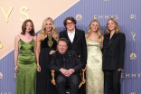 (From left) Esmé Fox, Tracy Pollan, Michael J. Fox, Sam Fox, Aquinnah Fox and Schuyler Fox at the 78th Emmy Awards telecast