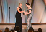 Amy Poehler presents the Emmy for Outstanding Supporting Actress in a Comedy Series to Kate O'Flynn for Widow's Bay during the 78th Emmy Awards telecast