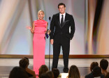 Sarah Michelle Gellar and David Boreanaz speak on stage during the 78th Emmy Awards telecast