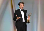 Matthew Rhys accepts the Emmy for Outstanding Lead Actor in a Limited or Anthology Series or Movie for The Beast In Me during the 78th Emmy Awards telecast
