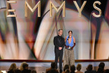 Peter Krause and Shailene Woodley speak on stage at the 78th Emmy Awards telecast