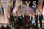 The team from The Late Show With Stephen Colbert accepts the Emmy for Outstanding Variety Series during the 78th Emmy Awards telecast