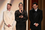 Macaulay Culkin, Annie Murphy, and Dan Levy speak on stage during the 78th Emmy Awards telecast