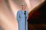Jamie Lee Curtis appears on stage during the In Memoriam tribute at the 78th Emmy Awards telecast