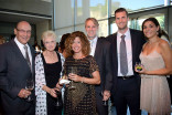 Bob and Judy Miller, Melissa and Steve Dorfman, and David and Mary Sobel at the 67th Los Angeles Area Emmy Awards cocktail party July 25, 2015, at the Skirball Cultural Center in Los Angeles, California.