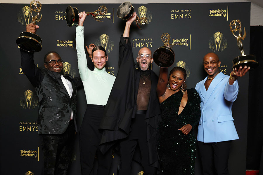 Greg Bazemore, Rob Harmon, Barry Lee Moe, Tene Wilder and Timothy Harvey at the 2021 Creative Arts Emmys, September 11, 2021 in Los Angeles, California.
