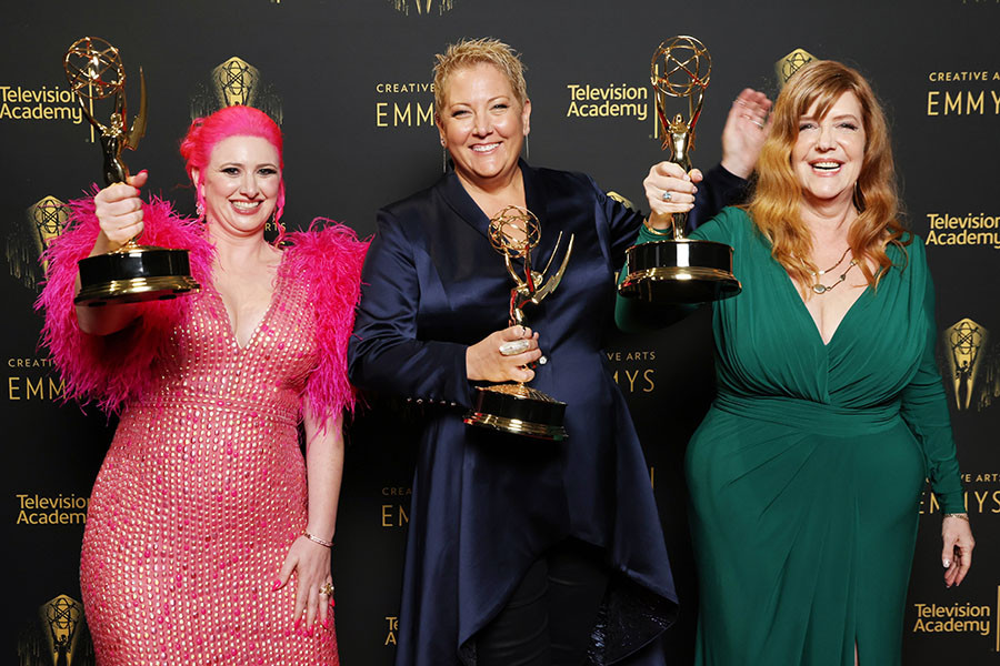 Erica D. Schwartz, Ariyela Wald-Cohain and Patty Malkin at the 2021 Creative Arts Emmys, September 11, 2021 in Los Angeles, California.