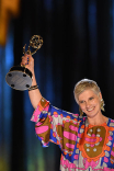 Sabine Schaaf accepts an award at the 2021 Creative Art Emmys. 