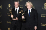 Keith Cunningham and Edward McLoughlin speaks to the press at the 2021 Creative Arts Emmys, September 11, 2021 in Los Angeles, California.