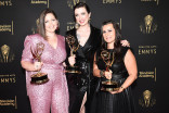 Michelle Roy, Analucia McGorty and Linda Giammarese speak to the press at the 2021 Creative Arts Emmys, September 11, 2021 in Los Angeles, California.