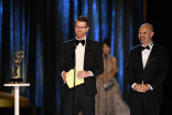 Sean Byrne and Ryan Kennedy accept an award during night one of the 2021 Creative Arts Emmy Awards.