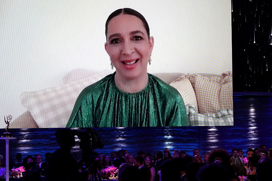 Maya Rudolph accepts an award at the 2021 Creative Arts Emmys.