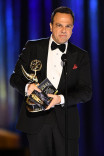 Carlos Rafael Rivera accepts an award at the 2021 Creative Arts Emmys.