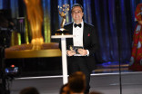 Carlos Rafael Rivera accepts an award at the 2021 Creative Arts Emmys.