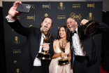 Jason Michael Zimmerman, Alekxandra Kochoska and Ante Dekovis at the 2021 Creative Arts Emmys, September 12, 2021 in Los Angeles, California.