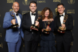Eric Pankowski, Ben Winston, Sheila Rogers and David Young pose for a portrait during the 2021 Creative Arts Emmy Awards.