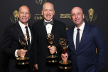 William McGuinness, Trevor Brown and Tim Stasse at the 2021 Creative Arts Emmys, September 12, 2021 in Los Angeles, California. Academy/AP Images)