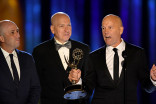 William McGuinness, Trevor Brown and Tim Stasse accepts an award during the 2021 Creative Arts Emmy Awards.