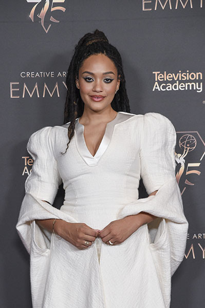 Kiersey Clemons backstage at the 75th Creative Arts Emmy Awards 