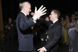Hamish Hamilton and Maury McIntyre backstage at the 75th Creative Arts Emmy Awards