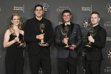 The picture editing team from RuPaul&#039;s Drag Race backstage at the 75th Creative Arts Emmy Awards