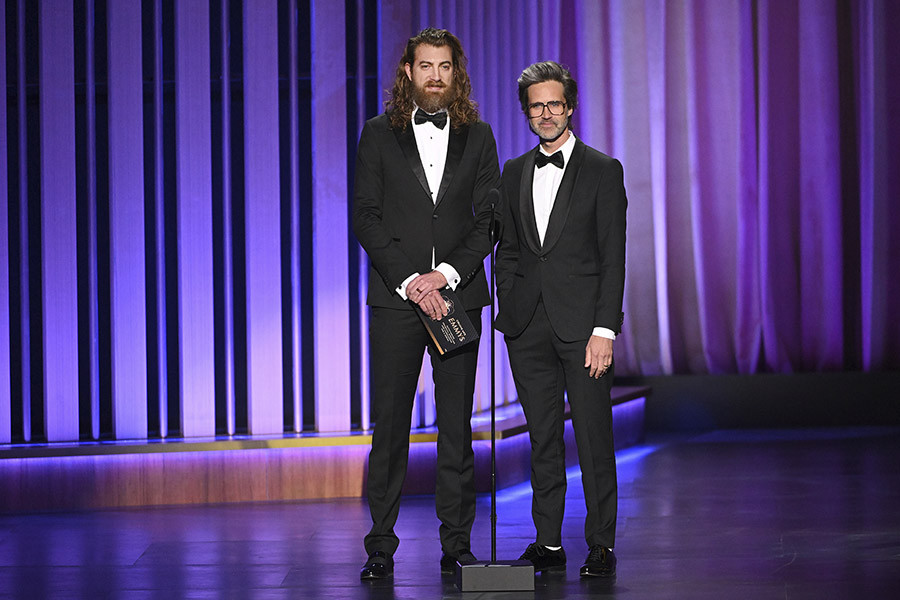 Rhett McLaughlin and Link Neal from Good Mythical Morning present an award at the 75th Creative Arts Emmy Awards