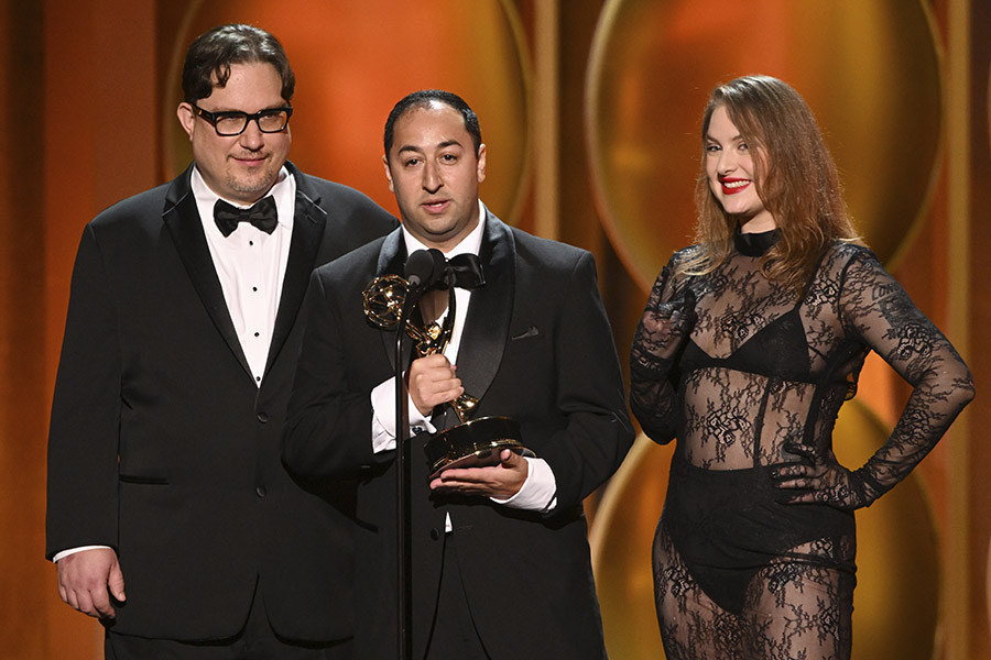 The team from Genvid Entertainment accepts the award for Outstanding Innovation In Emerging Media Programming for Silent Hill: Ascension at the 76th Creative Arts Emmy Awards