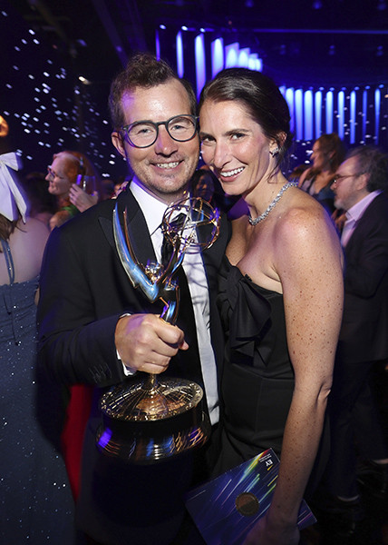 Daniel O'Brien, winner of the award for Outstanding Writing for a Variety Series for Last Week Tonight with John Oliver and Shae Cooper at the 76th Creative Arts Emmy Awards Governors Gala