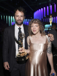 Bob Lamont and Erin Patrick Lamont with her award for Outstanding Cinematography for a Nonfiction Program for Girls State at the 76th Creative Arts Emmy Awards Governors Gala