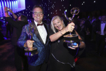 Jonathan Lancaster and Lisa Lancaster, winners of the award for Outstanding Production Design for a Narrative Period or Fantasy Program (one hour or more) for Shōgun at the 76th Creative Arts Emmy Awards Governors Gala