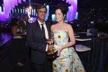 Siddhartha Khosla, winner of the award for Outstanding Music Composition for a Series for Only Murders in the Building, and Parker Posey at the 76th Creative Arts Emmy Awards Governors Gala