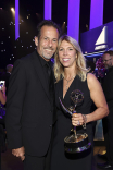 Nikos Batanides and Cindy Williams with her award for Outstanding Contemporary Makeup (Non-Prosthetic) for The Morning Show at the76th Creative Arts Emmy Awards Governors Gala
